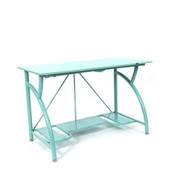 Origami Multi-Purpose fodable Steel frame Table,Sturdy Heavy Duty PC Computer Desk, Fully Assembled Large Craft Desk,Gaming Desk,Storage Space Saving Work Station, Home office,Turquoise