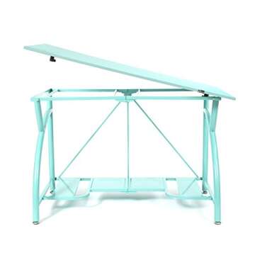 Origami Multi-Purpose fodable Steel frame Table,Sturdy Heavy Duty PC Computer Desk, Fully Assembled Large Craft Desk,Gaming Desk,Storage Space Saving Work Station, Home office,Turquoise