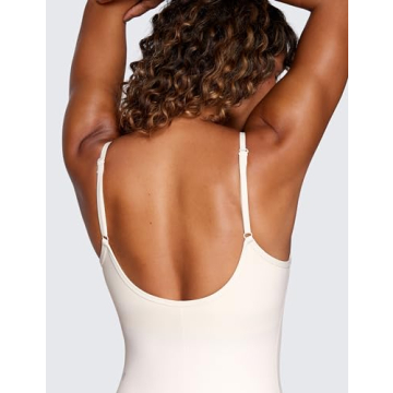 CRZ YOGA Butterluxe Athletic Rompers for Women Adjustable Strap Padded Workout Shorts Jumpsuits One Piece Bodysuit Tank Tops White Apricot Medium