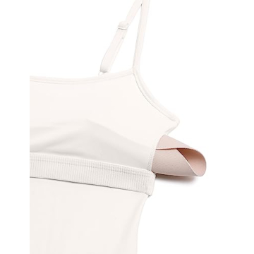 CRZ YOGA Butterluxe Athletic Rompers for Women Adjustable Strap Padded Workout Shorts Jumpsuits One Piece Bodysuit Tank Tops White Apricot Medium