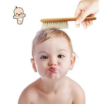 Baby Hair Brush and Baby Comb Set for Newborn, Boy and Girl - Wooden Baby Brush w/Soft Goat Bristles for Cradle Cap - Infant, Toddler Hair Brush, Baby Grooming kit, Soft Hair Brush by Stone & Clark