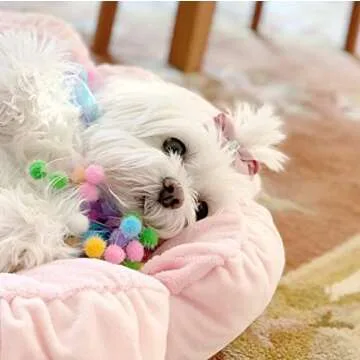 TONBO Cute Cozy Pink Flower Bed for Small Pets