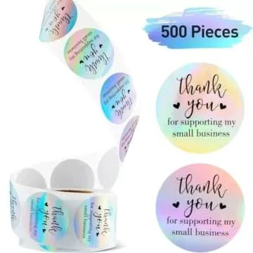 Thank You Stickers, 500Pcs 1.5inch Thank You for Supporting My Small Business Stickers, Holographic Thank You Stickers for Small Business, Waterproof Stickers for Packaging
