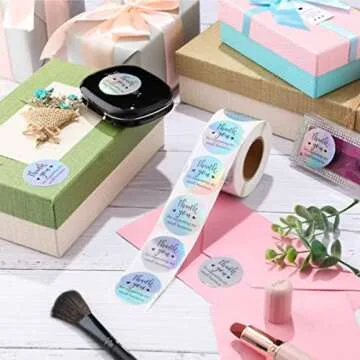 Thank You Stickers, 500Pcs 1.5inch Thank You for Supporting My Small Business Stickers, Holographic Thank You Stickers for Small Business, Waterproof Stickers for Packaging
