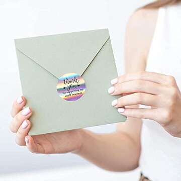 Thank You Stickers, 500Pcs 1.5inch Thank You for Supporting My Small Business Stickers, Holographic Thank You Stickers for Small Business, Waterproof Stickers for Packaging