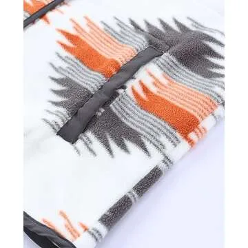 SELINK Womens Fleece Jacket Western Aztec Print Long Sleeve Snap Button Down Shacket Jackets with Pockets Grey-L