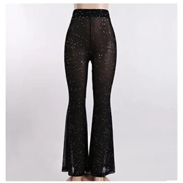 Stylish Women's Sparkly Rave Sheer Mesh Pants for Festivals