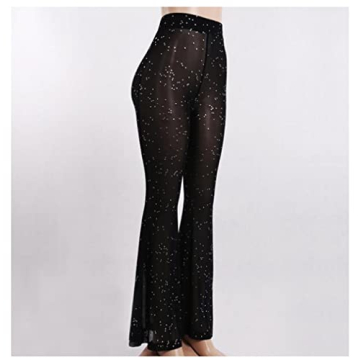 Stylish Women's Sparkly Rave Sheer Mesh Pants for Festivals