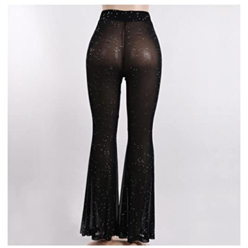 Stylish Women's Sparkly Rave Sheer Mesh Pants for Festivals