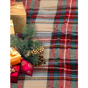 Bess Bridal Women's Plaid Blanket Winter Scarf Warm Cozy Tartan Wrap Oversized Shawl Cape (One Size, Camel)