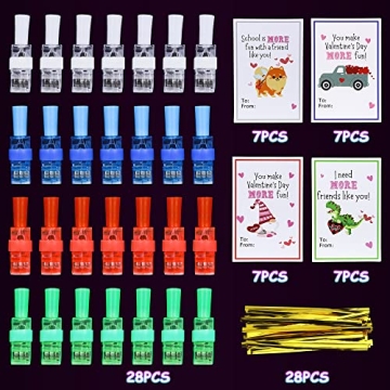 Finger Lights Valentine Cards for Kids - 28Pcs Set