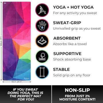 Plyopic. All In One Yoga Mat | Luxury Sweat-Grip Mat/Towel Combo | Eco-Friendly Natural Rubber | Ide...