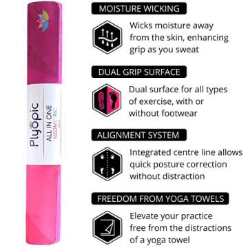 Plyopic. All In One Yoga Mat | Luxury Sweat-Grip Mat/Towel Combo | Eco-Friendly Natural Rubber | Ideal for Yoga, Pilates, Bikram, Hot Yoga, Workout and Exercise