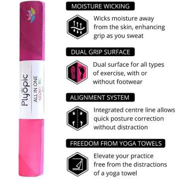 Plyopic. All In One Yoga Mat | Luxury Sweat-Grip Mat/Towel Combo | Eco-Friendly Natural Rubber | Ideal for Yoga, Pilates, Bikram, Hot Yoga, Workout and Exercise