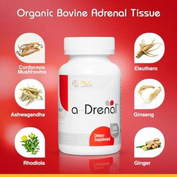 RLC, a-Drenal, Adrenal Support for Stress Relief and Energy - 120 Capsules, Balance Cortisol with As...