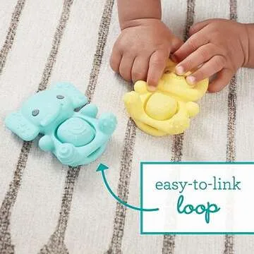 Infantino Teethimal Pop Pals - Elephant & Lion Sensory Popper Toy with Soothing Teething Textures for Infants & Toddlers, 6M+