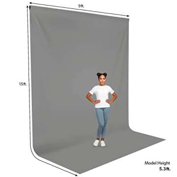 LimoStudio 9 x 15 ft. (W x H) Gray Backdrop Background Screen, Photo Background for Photoshoot Video Filmming, Premium High Density > 200GSM A+ Grade Synthetic Material, Pure Grey Color, AGG3058