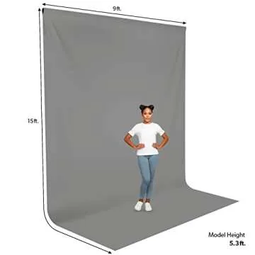 LimoStudio 9 x 15 ft. (W x H) Gray Backdrop Background Screen, Photo Background for Photoshoot Video Filmming, Premium High Density > 200GSM A+ Grade Synthetic Material, Pure Grey Color, AGG3058