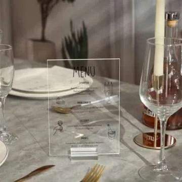 UNIQOOO 20 Pack Clear Blank Acrylic Sign - 5x7 Inch Table Number Signs, Wedding Signs, Card and Gift Sign, Wedding Party & Dinner Signs, Hand Lettering Quotes, Gift Ideas - Stand Holder NOT Included