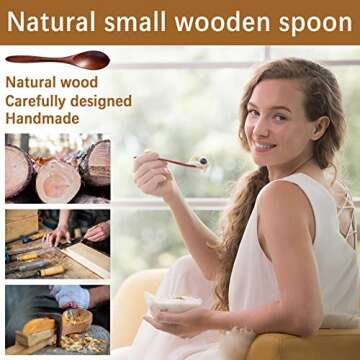 Hefild 7 PCS Small Wooden Spoons, 5.8 Inch Honey Spoons for Tea, Hardwood Wooden Honey Teaspoon for ...