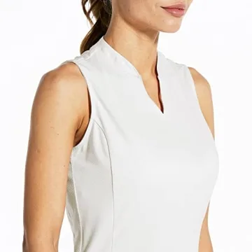 BALEAF Women's Sleeveless Golf Shirts Quick Dry V-Neck Lightweight Tennis Tank Tops Polo White M