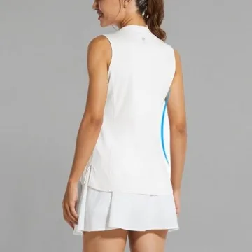 BALEAF Women's Sleeveless Golf Shirts Quick Dry V-Neck Lightweight Tennis Tank Tops Polo White M