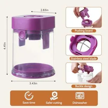 Tomato Slicer - Grape Cutte - Extrusion Fruit Divider - Small Fruit Slicer- Strawberry Cutter - Quarter Fruit Slicer - Kitchen Accessories Cake Decoration Tool (Purple)