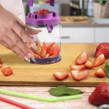 Tomato Slicer - Grape Cutte - Extrusion Fruit Divider - Small Fruit Slicer- Strawberry Cutter - Quarter Fruit Slicer - Kitchen Accessories Cake Decoration Tool (Purple)