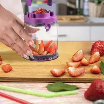 Tomato Slicer - Grape Cutte - Extrusion Fruit Divider - Small Fruit Slicer- Strawberry Cutter - Quarter Fruit Slicer - Kitchen Accessories Cake Decoration Tool (Purple)