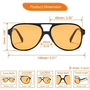 Xpectrum Retro Yellow Sunglasses Stylish Eye Protection