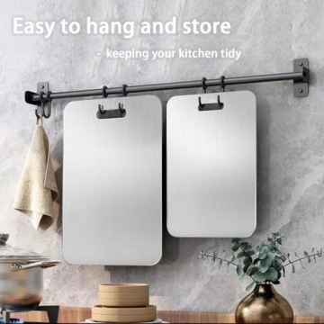 100% Pure Titanium Cutting Board Set of 3 - Food-Grade Titanium Cutting Boards for Kitchen Dishwashe...