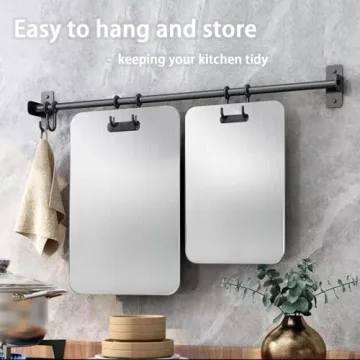 100% Pure Titanium Cutting Board Set of 3 - Food-Grade Titanium Cutting Boards for Kitchen Dishwashe...