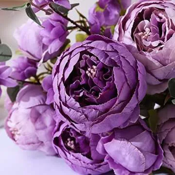 Duovlo Fake Flowers Vintage Artificial Peony Silk Flowers Wedding Home Decoration,Pack of 1 (New Purple)