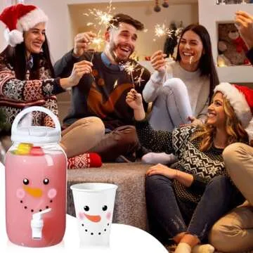Umigy 1 Gallon Christmas Drink Dispenser with Cups