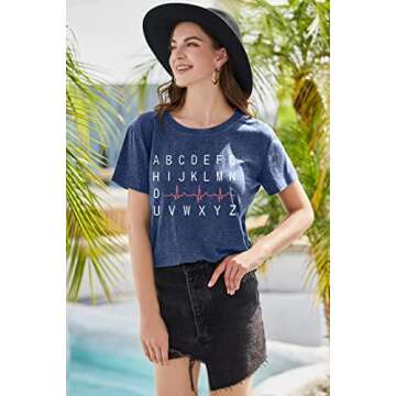 Nurse Shirt for Women Nurse Life Shirts Nursing School Gift Tee Nurse Letter Printed Tshirt Casual S...