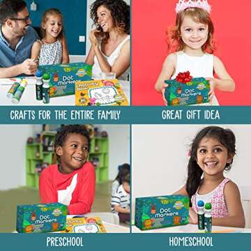 Wee Creators Dot Markers for Kids - 10 Colors / 2 Activity Books / 50 Tearable Pages | Mess Free Coloring for Toddlers - Washable Markers | Dot Markers for Toddlers Art Supplies| Dot Paint by Numbers