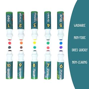 Wee Creators Dot Markers for Kids - 10 Colors / 2 Activity Books / 50 Tearable Pages | Mess Free Coloring for Toddlers - Washable Markers | Dot Markers for Toddlers Art Supplies| Dot Paint by Numbers