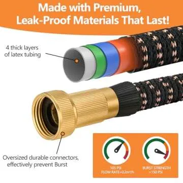 Garden Hose 50ft Lightweight Expandable Durable Kink-Free