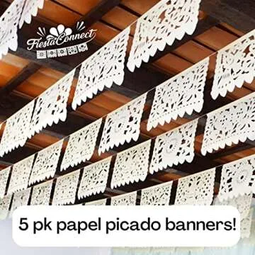 Off White Papel Picado Banners for Weddings and Parties