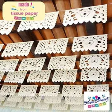 Off White Papel Picado Banners for Weddings and Parties