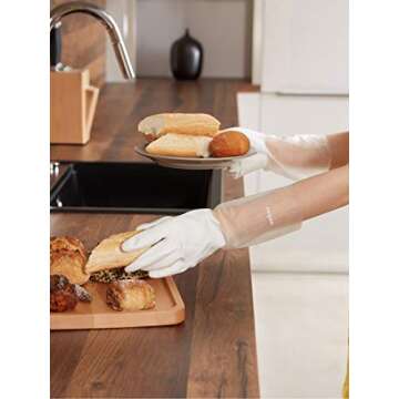 LANON Protection wahoo PVC Dishwashing Cleaning Gloves, Reusable Unlined Kitchen Gloves, Non-Slip, Medium