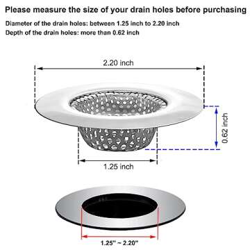Seatery 1.25" Bathroom Sink Strainers - Premium Stainless Steel Drain Hair Catchers