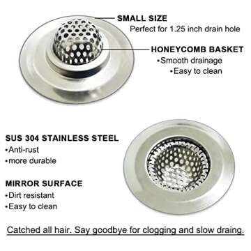 Seatery 1.25" Sink Strainers - 2PCS Durable Drain Filters