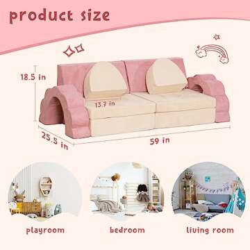 Annualring Kids Play Couch - 10-Piece Modular Sofa for Imaginative Play