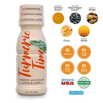 Turmeric Time Turmeric Shots - Turmeric with Ginger, Citrus & Honey | Non-GMO | No Preservatives or ...