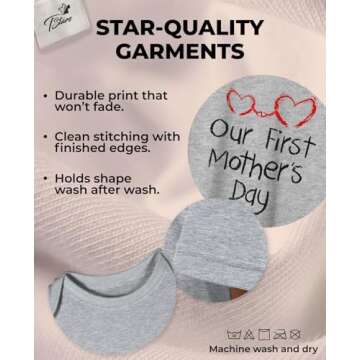 Tstars Our First Mothers Day Mommy and Me Matching Outfits Mom and Baby Shirts Set Mom Gray Small/Baby Gray Newborn (0-3M)