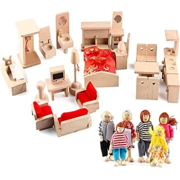Enchanting Wooden Dollhouse Furniture Set for Kids