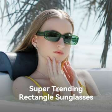 Dollger Rectangle Sunglasse For Women Trendy Retro Transparent Green Sunglasses Chunky green Sunglasses