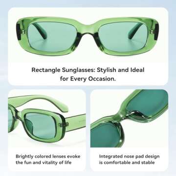 Dollger Rectangle Sunglasse For Women Trendy Retro Transparent Green Sunglasses Chunky green Sunglasses