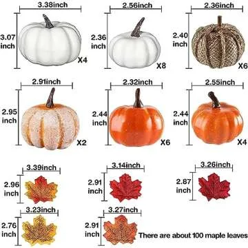 DearHouse 80Pcs Artificial Pumpkins Maple Harvest Fall Decoration, 30Pcs Fall Pumpkins and 50Pcs Maple Leaves for Autumn Thanksgiving Harvest Home Decor